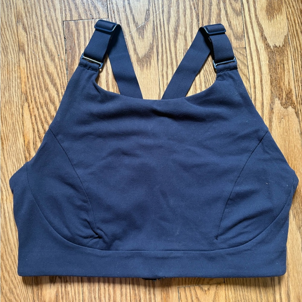 High Impact Prana Navy Sports Bra with Cross-Back Design